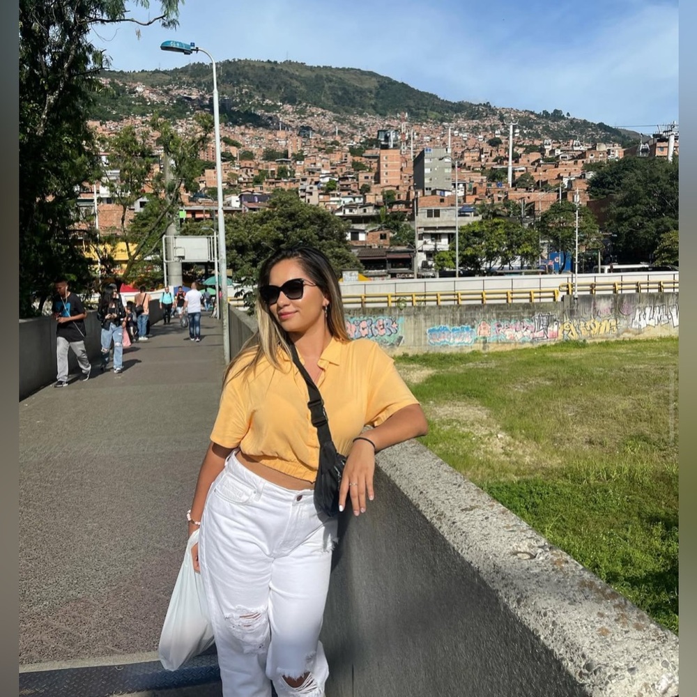Fashion Nova Women's Yellow Button-Down Shirt
